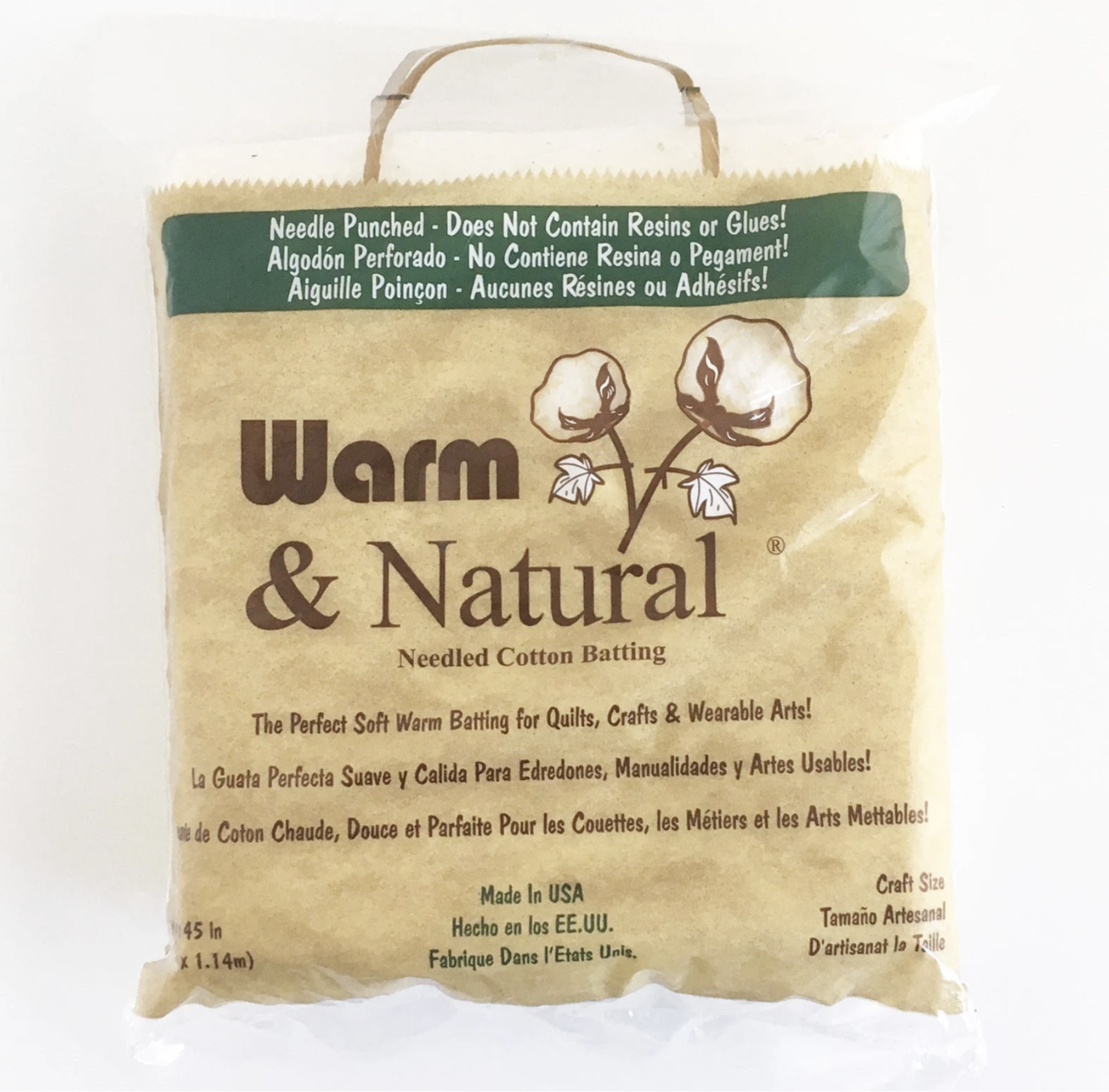 Natural Cotton Batting for Quilts / Warm & Natural® -- Craft Size: 34"x45" -- The Warm Company®